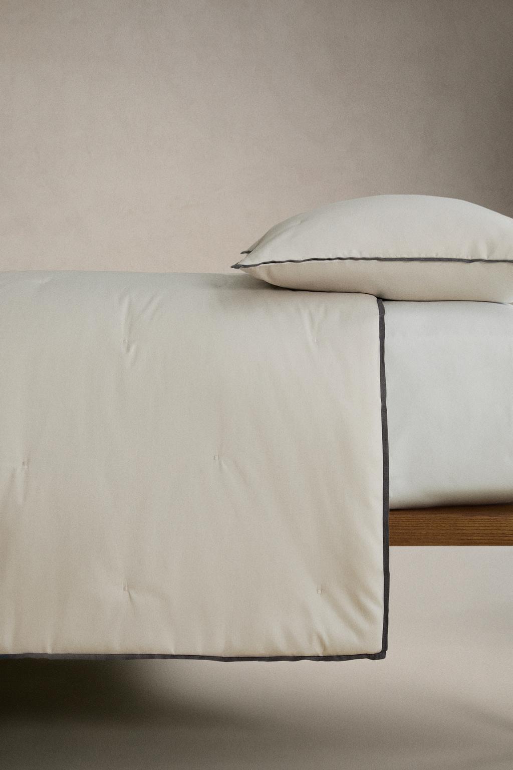 Одеяло из хлопкового сатина и льна с узором в горошек