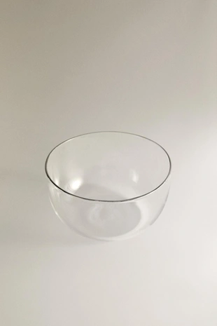 Стеклянная чаша из боросиликатного стекла с серебряным ободом- Заказать в России