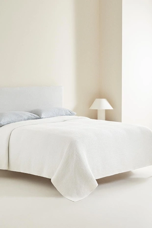 Покрывало из хлопка с мини-вафельным трикотажем- Заказать в России