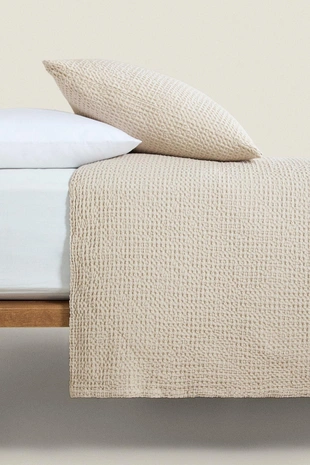 Покрывало из мини-вафельного трикотажа из хлопка- Заказать в России