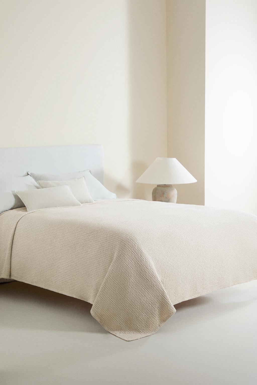 Покрывало из мини-вафельного трикотажа из хлопка