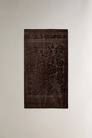 Махровое велюровое полотенце с жаккардовым узором- Заказать в России