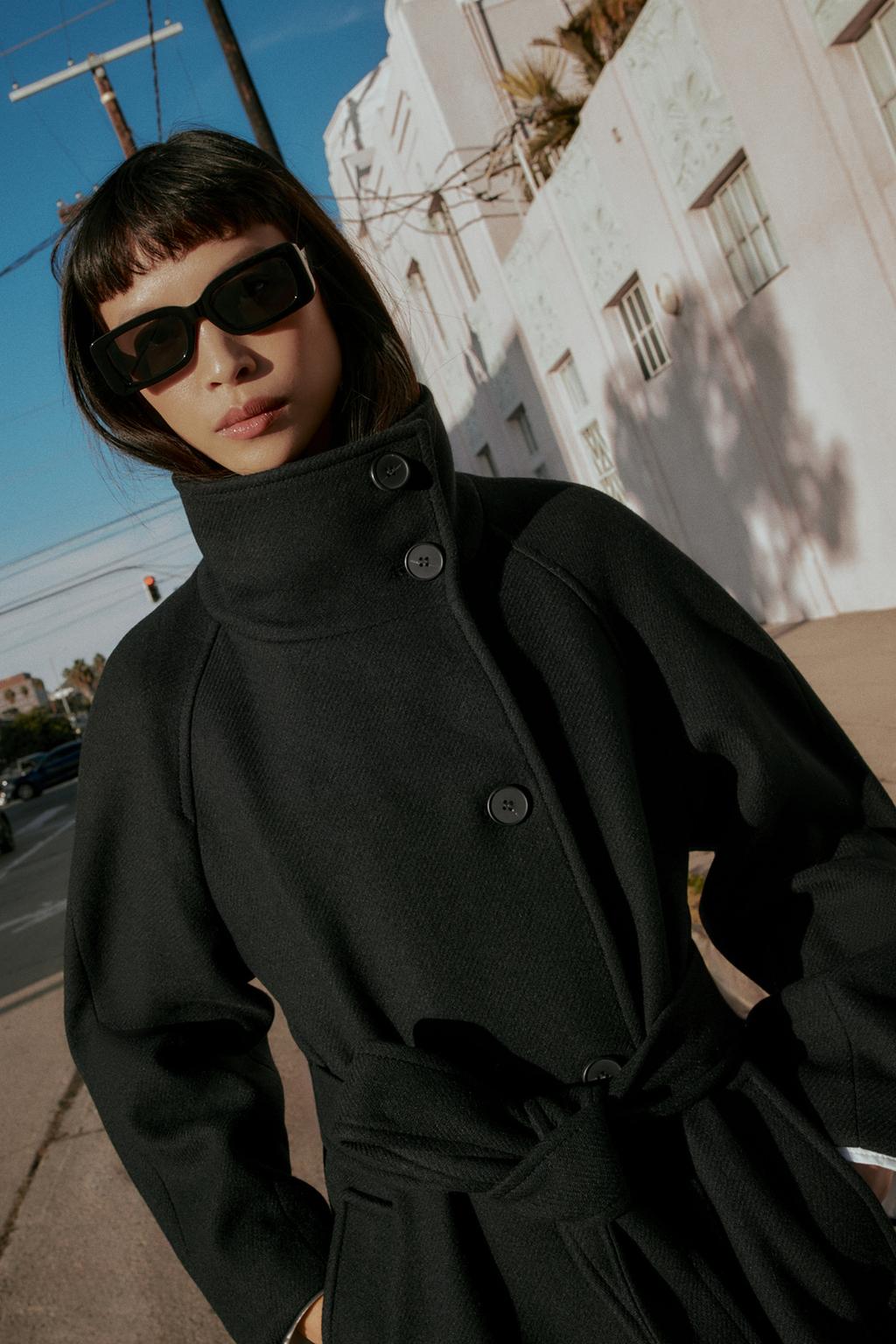 ДЛИННОЕ ПАЛЬТО ИЗ ШЕРСТИ С ВОРОТНИКОМ-СТОЙКОЙ