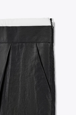 Black | 1608/499/800 - Zara Брюки с широкими штанинами и двойным поясом