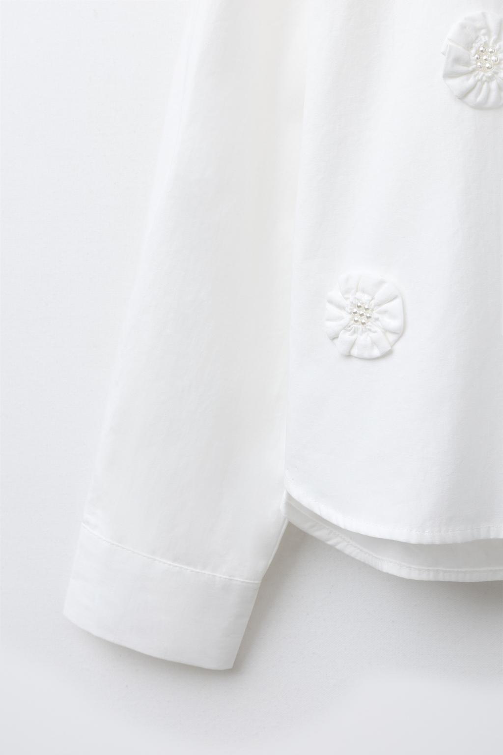 РУБАШКА ИЗ ПОПЛИНА С 3D-ЦВЕТАМИ