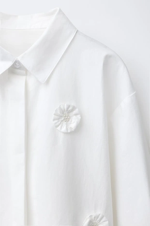 Рубашка из поплина с 3D-цветами- Заказать в России