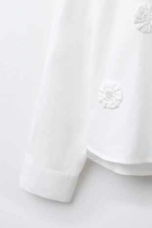 Рубашка из поплина с 3D-цветами- Заказать в России