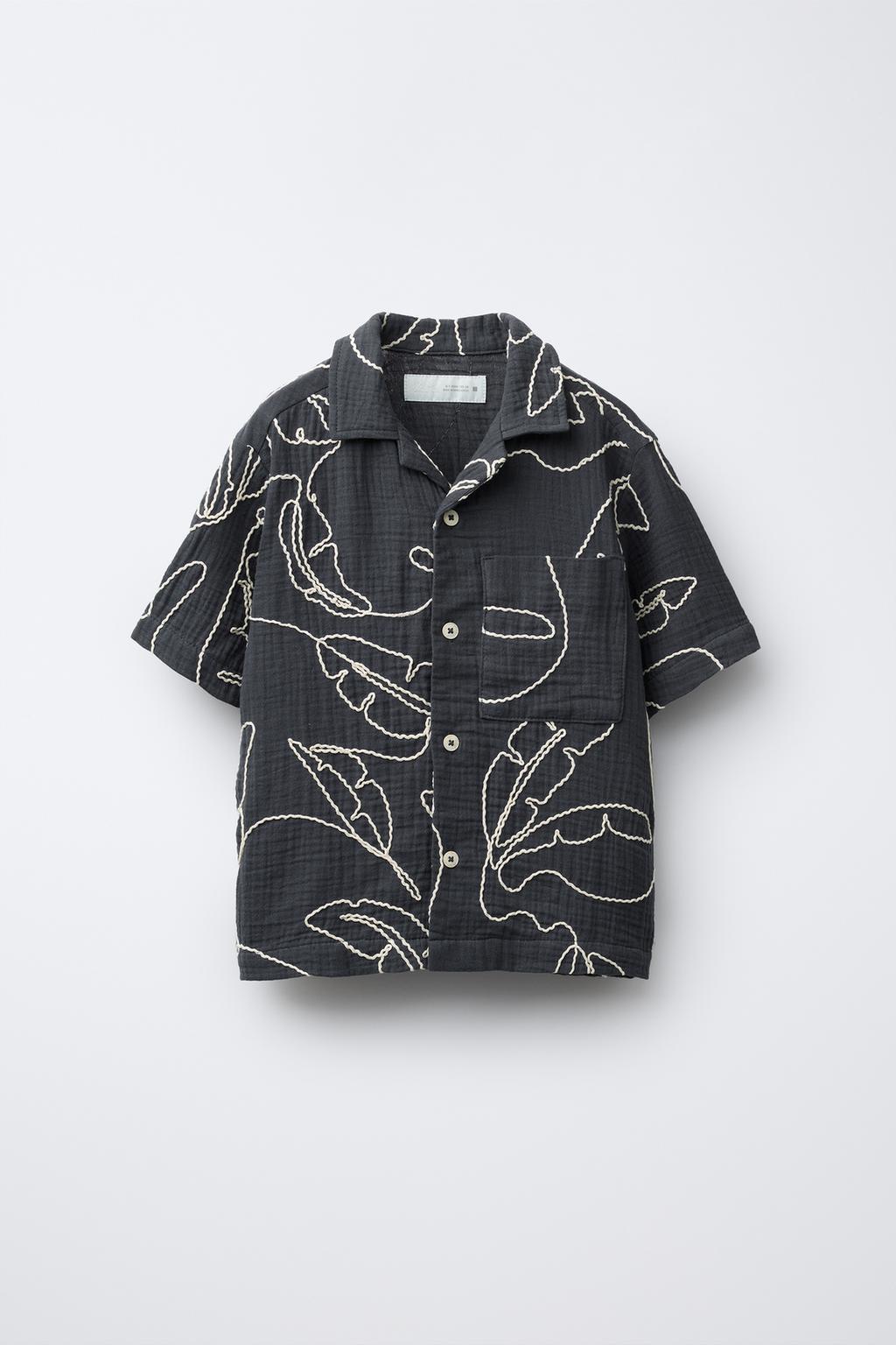 РУБАШКА ТЕКСТУРНАЯ С ВЫШИВКОЙ