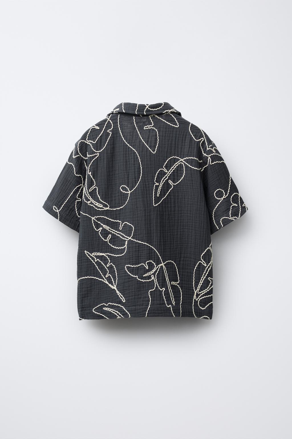 РУБАШКА ТЕКСТУРНАЯ С ВЫШИВКОЙ