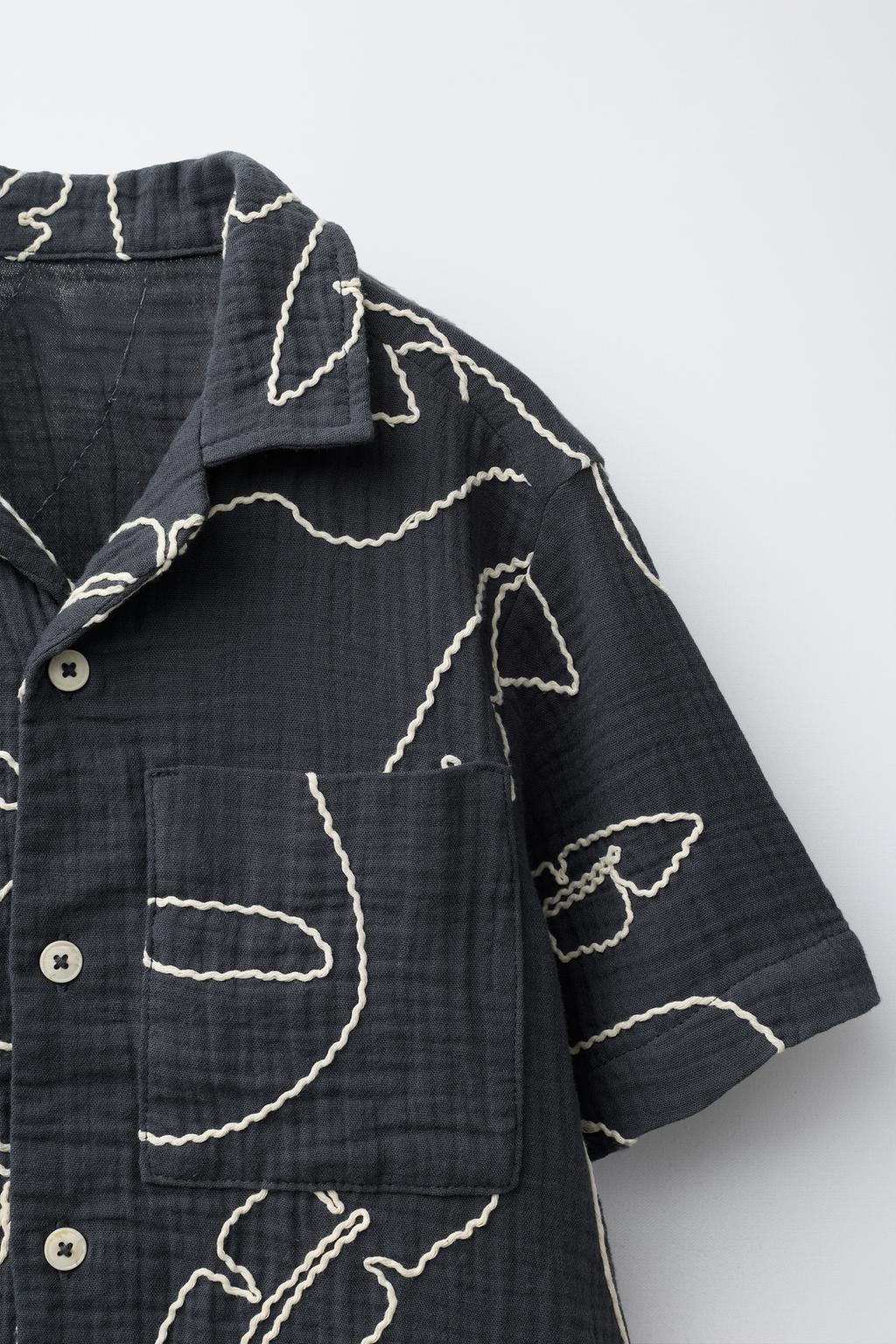 РУБАШКА ТЕКСТУРНАЯ С ВЫШИВКОЙ