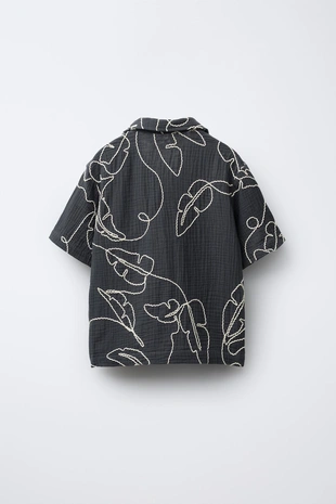 Рубашка текстурная с вышивкой- Заказать в России