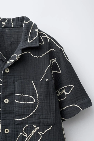 Рубашка текстурная с вышивкой- Заказать в России