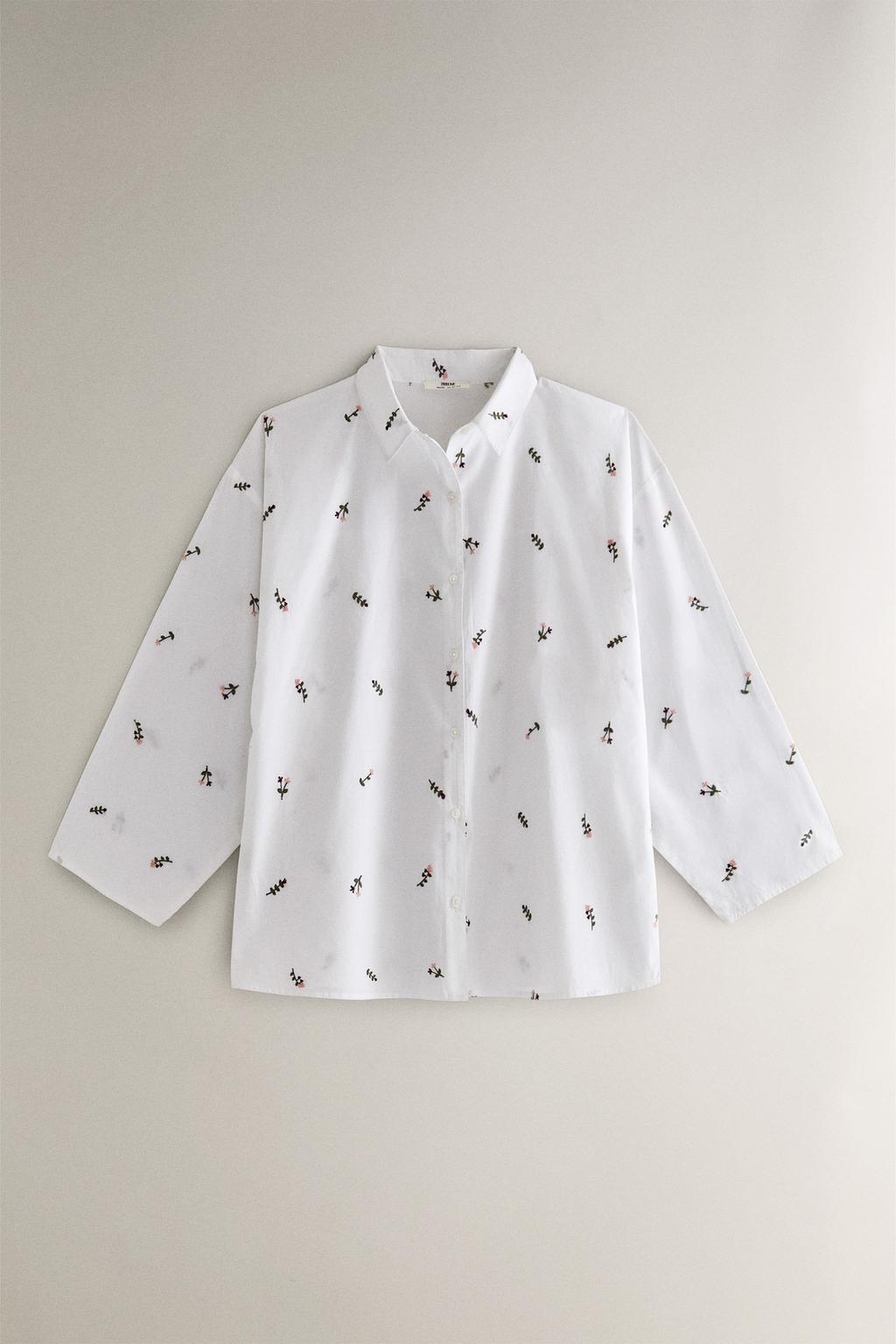 Рубашка с цветочной вышивкой