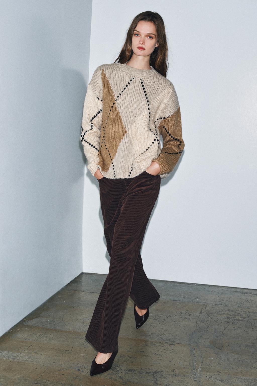 СВИТЕР С УЗОРОМ «РОМБЫ»