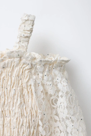 Ecru | 6830/648/712 - Zara Топ с резинками и блёстками