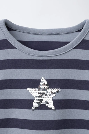 Футболка в полоску со звездой и пайетками- Заказать в России