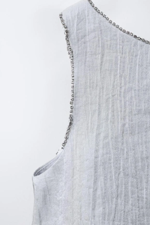 Сатиновый топ с эффектом смятия- Заказать в России