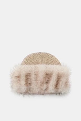 Трикотажная шапка бини с отделкой из искусственного меха- Заказать в России