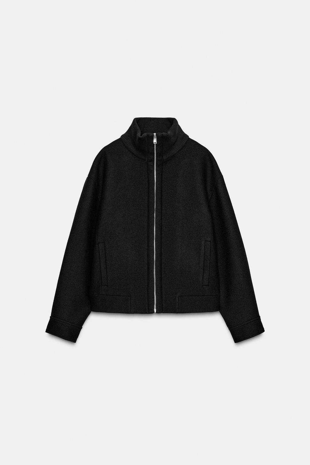 КОРОТКОЕ ПАЛЬТО ИЗ СМЕСОВОЙ ШЕРСТИ С ВОРОТНИКОМ-СТОЙКОЙ