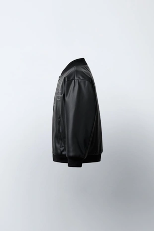 Бомбер из искусственной кожи с вышивкой- Заказать в России