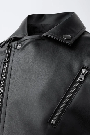 Куртка в байкерском стиле из искусственной кожи- Заказать в России