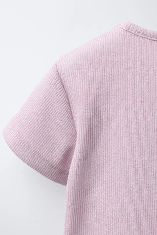 Футболка в рубчик с блестками- Заказать в России