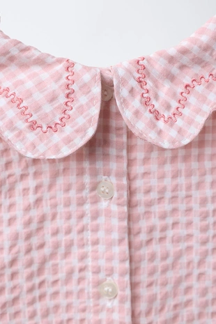 Текстурированный боди в клетку с вышивкой- Заказать в России