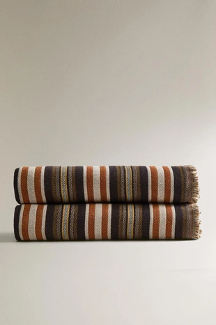 Купить Zara Плед из хлопка в полоску