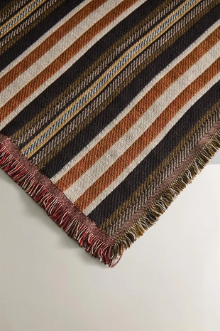 Brown | 2335/004/700 - Zara Плед из хлопка в полоску