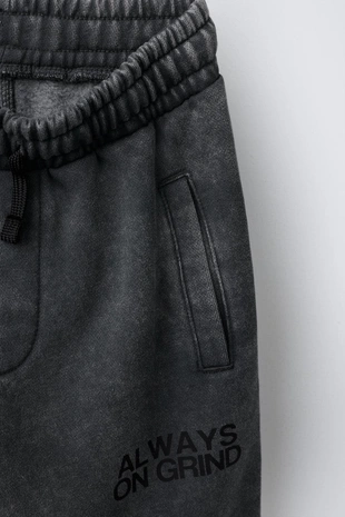 Dark anthracite | 3854/669/898 - Zara Брюки WIDE LEG из мягкой ткани с эффектом потертости и граффити