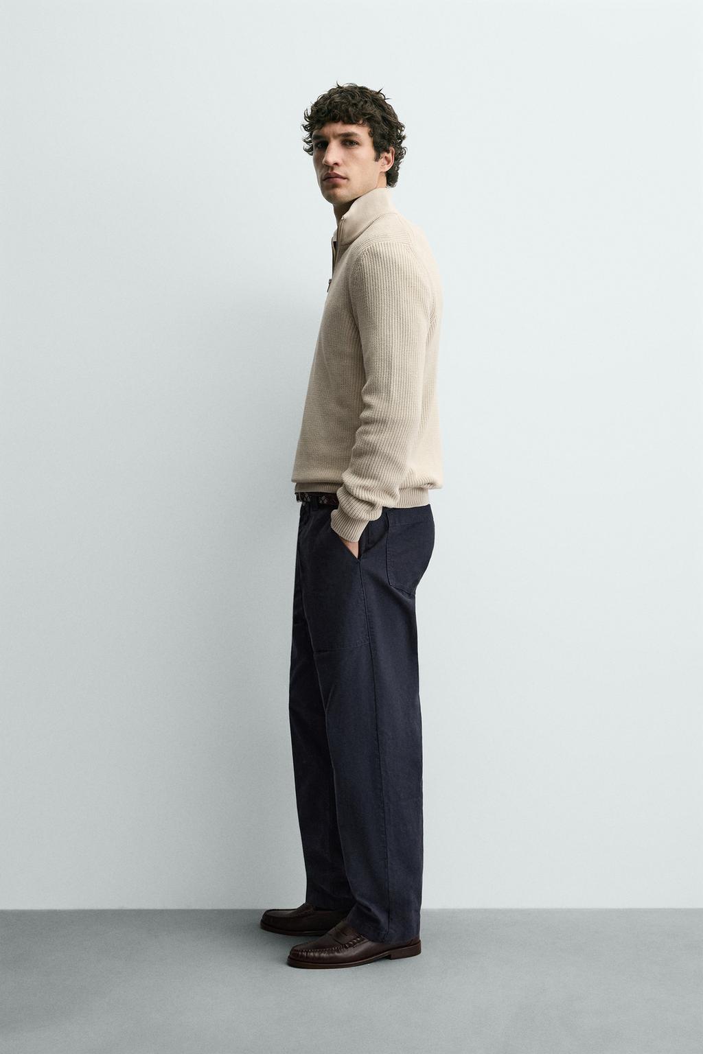 ДЖЕМПЕР ИЗ ЖЕМЧУЖНОЙ ВЯЗКИ С ВОРОТНИКОМ НА МОЛНИИ