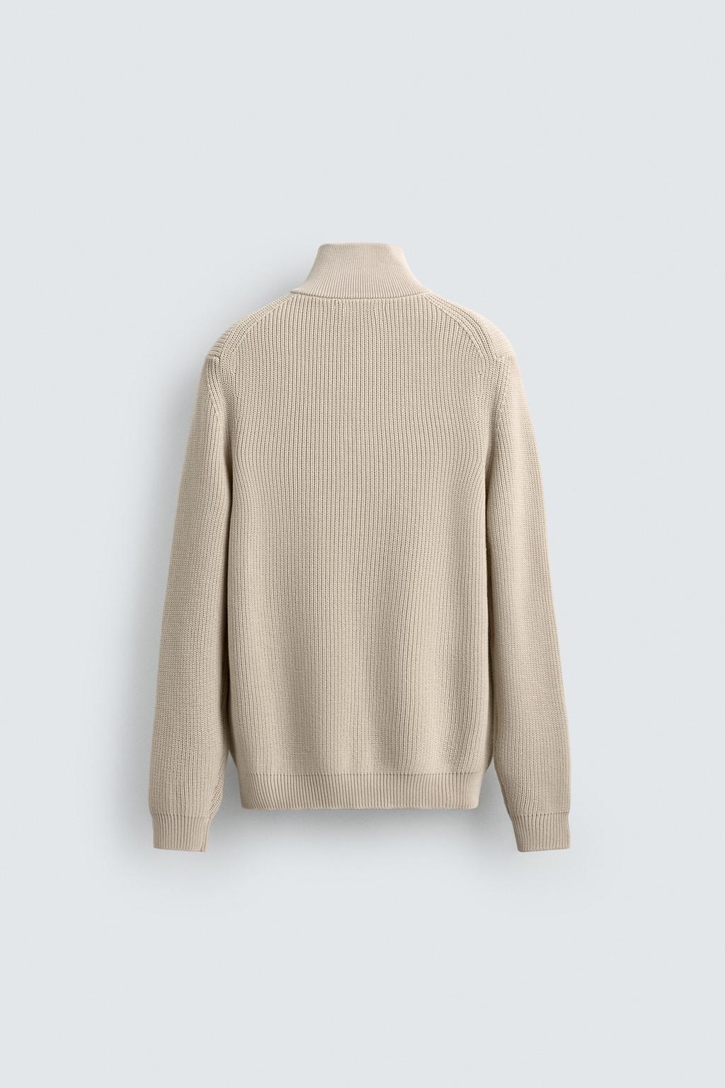 ДЖЕМПЕР ИЗ ЖЕМЧУЖНОЙ ВЯЗКИ С ВОРОТНИКОМ НА МОЛНИИ