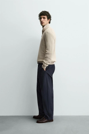 Джемпер из жемчужной вязки с воротником на молнии- Заказать в России