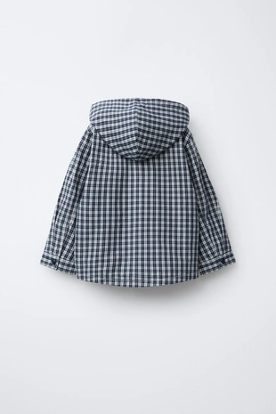 Куртка-рубашка в клетку с капюшоном- Заказать в России