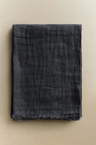 Плед из льна с обратной стороной и бахромой- Заказать в России