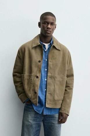 Кожаная куртка с карманами- Заказать в России