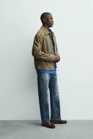 Кожаная куртка с карманами- Заказать в России