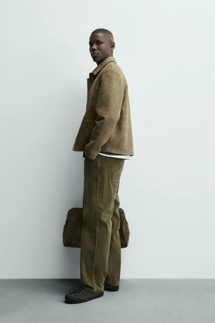 Куртка из искусственной замши с карманами- Заказать в России