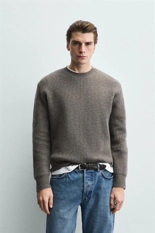 Шерстяной свитер с текстурным узором- Заказать в России