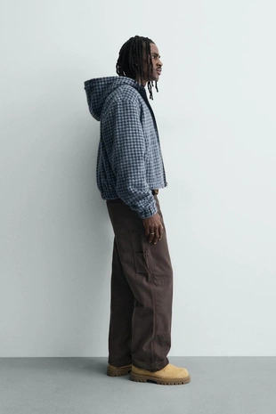 Куртка-рубашка в клетку с вышивкой и капюшоном- Заказать в России