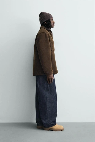 Куртка-рубашка из искусственного меха с карманами- Заказать в России