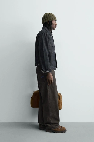 Брюки RELAXED FIT с флокированными полосками- Заказать в России