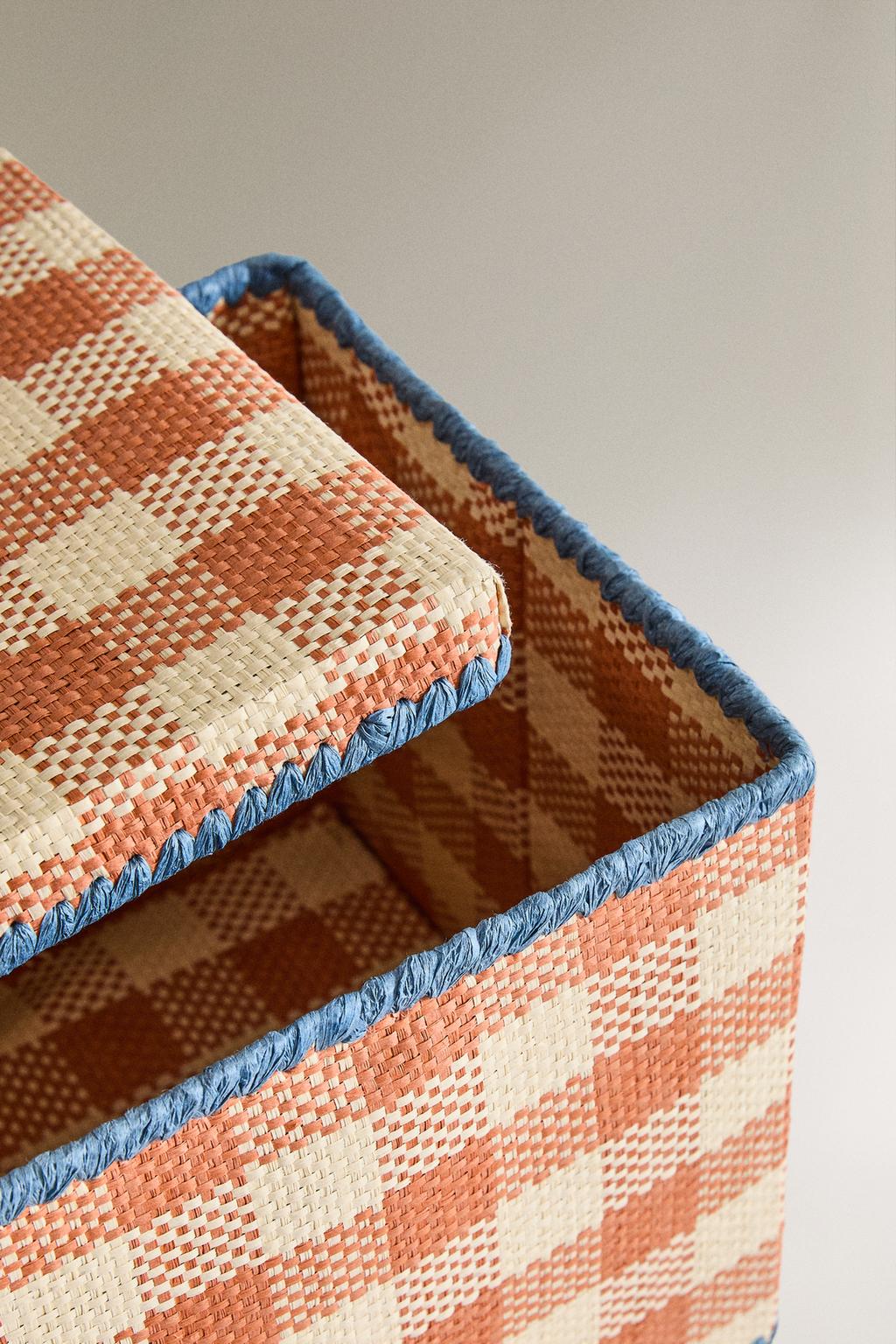 Детская складная корзина в клетку