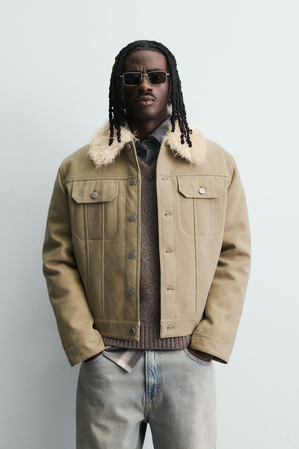 КОМБИНИРОВАННАЯ ХЛОПКОВАЯ КУРТКА С ЭФФЕКТОМ МЕХА