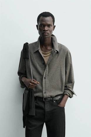 Укороченная куртка-рубашка в клетку- Заказать в России