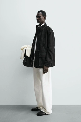 Парка свободного кроя из кожи- Заказать в России