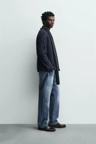 Контрастный свитер из шенилла