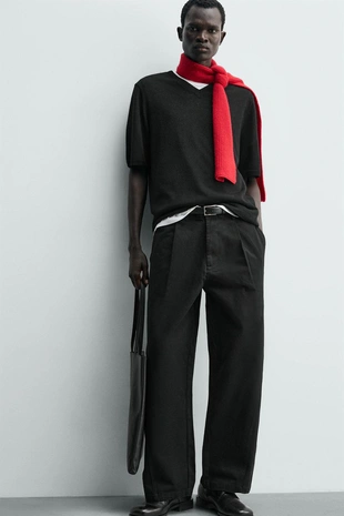 Брюки WIDE FIT со складками- Заказать в России