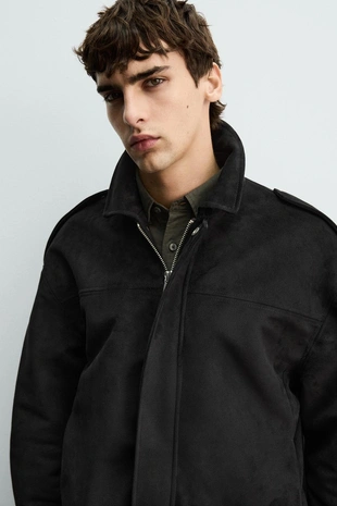 Укороченная куртка из искусственной замши- Заказать в России