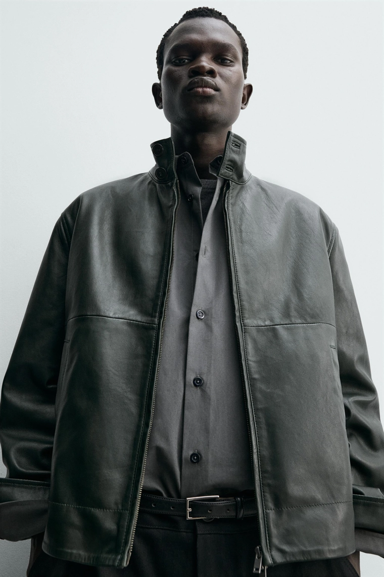 Косуха свободного кроя из натуральной кожи